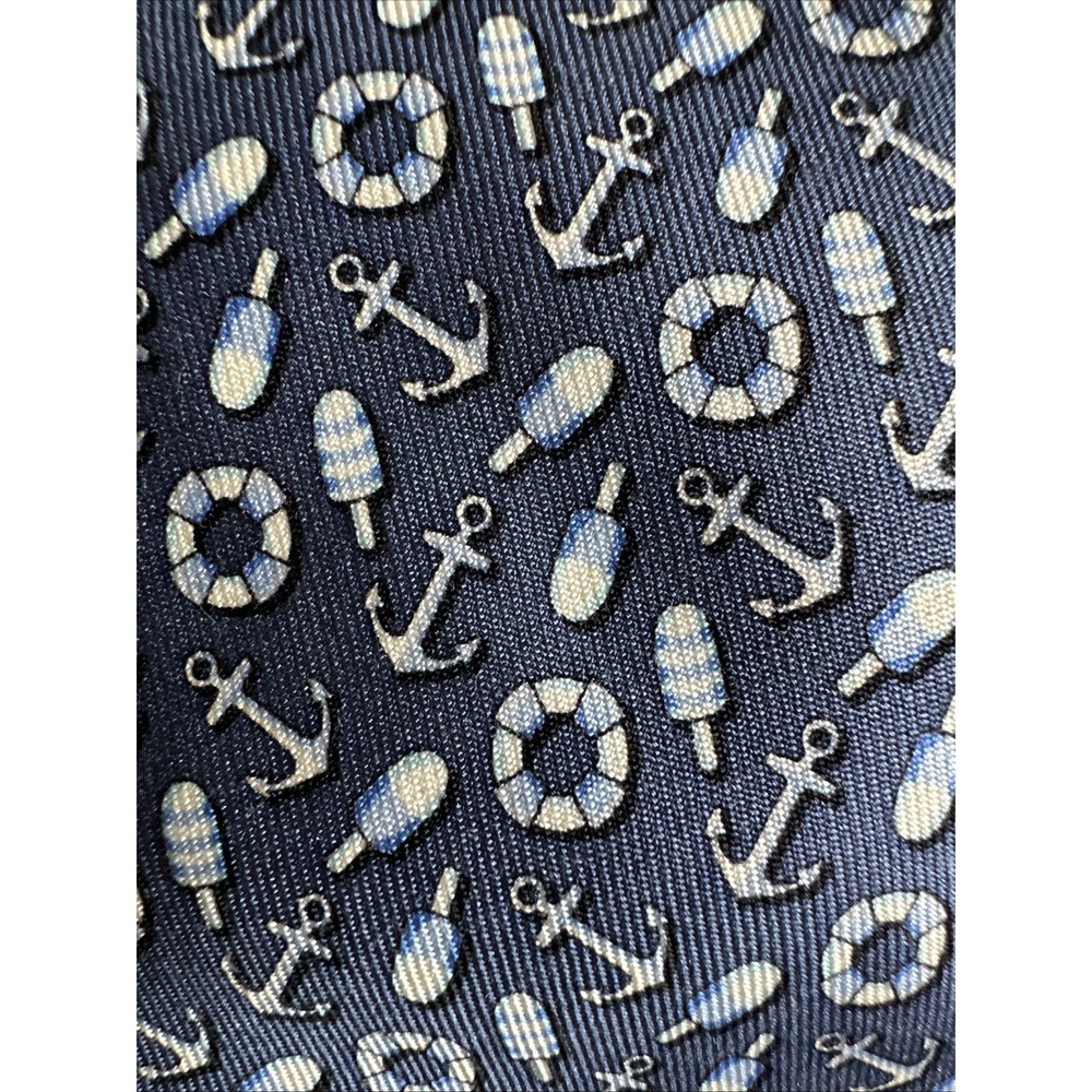 Vineyard Vines nautical‎ Men's Tie anchors fisherman inspired 60" X 3" Blue Silk
